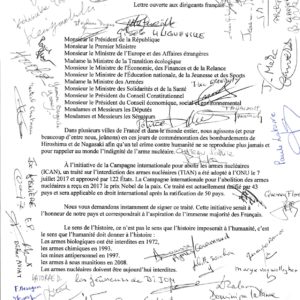 Lettre ouverte aux dirigeants français Dijon9août2020