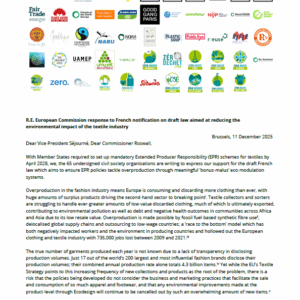 Lettre à la Commission européenne - lutte contre la fast-fashion