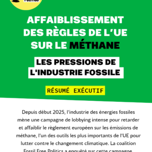 Couverture résumé exécutif rapport FFP lobbying règlement méthane
